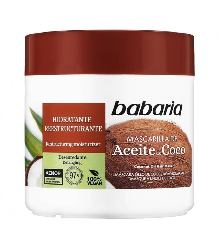 ماسک مو رطوبت رسان و ضد گره باباریا حاوی روغن نارگیل ۴۰۰ میل مدل Aceite de Coco